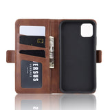 iPhone 11 Leather Stand Wallet Case Brown