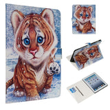 iPad 2/3/4 Leather Flip Case w. Stand - Tiger tongue