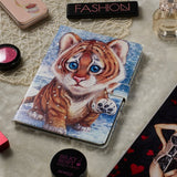 iPad 2/3/4 Leather Flip Case w. Stand - Tiger tongue