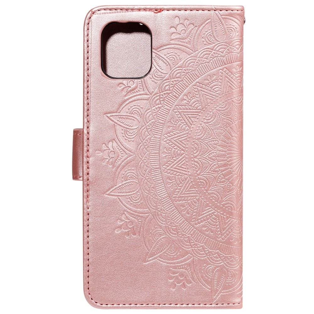 iPhone 11 Leather Wallet Case - Mandala Pattern Rose Gold