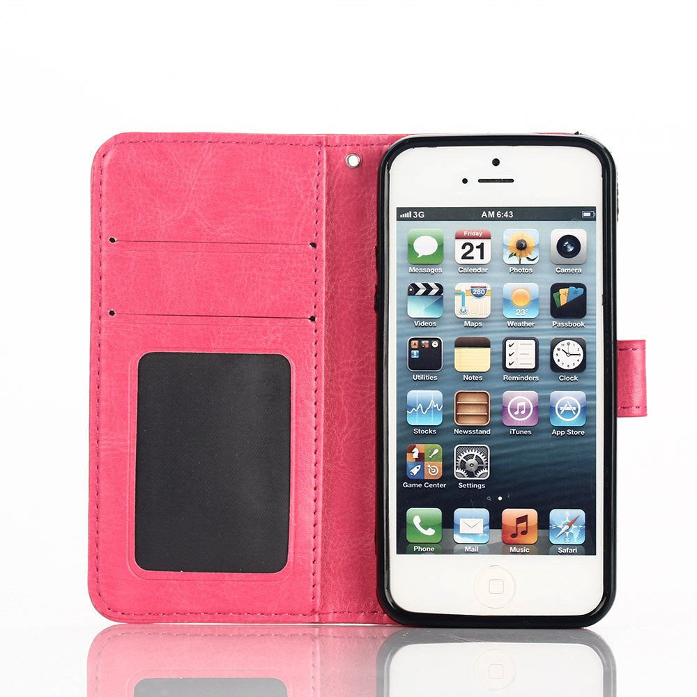 iPhone SE / 5 / 5s Wallet Leather Case Pink