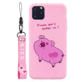 iPhone 11 Flexible Plastic Case w. Cute Pig - Pink