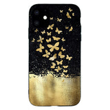 iPhone 11 Flexible Plastic Case - Gold Butterflies