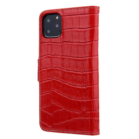 iPhone 11 Leather Case w. Crocodile Texture - Red