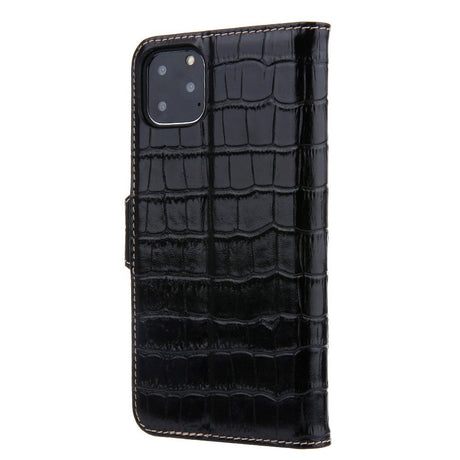 iPhone 11 Leather Case w. Crocodile Texture - Black