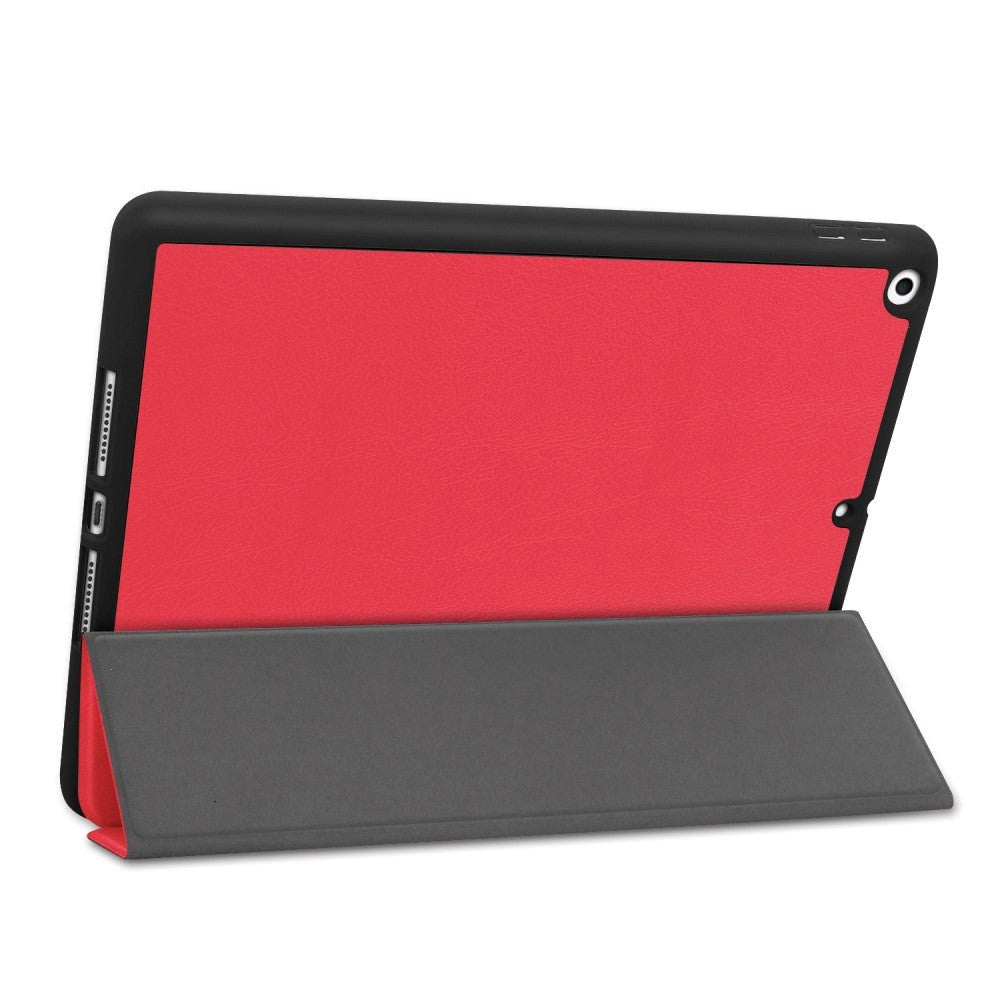 iPad 10.2" (2021 / 2020 / 2019) Leather Case w. Holder For Apple Pencil - Red