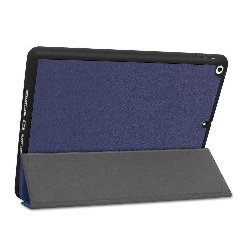 iPad 10.2" (2021 / 2020 / 2019) Leather Case w. Holder For Apple Pencil - Dark Blue