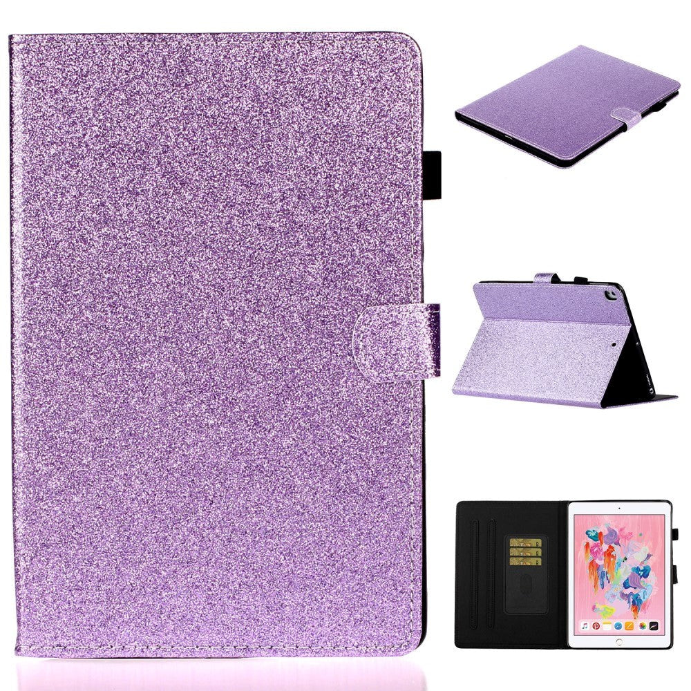 iPad 10.2" (2021 / 2020 / 2019) Glitter Case w. Flip Stand & Card Holder - Glitter Purple