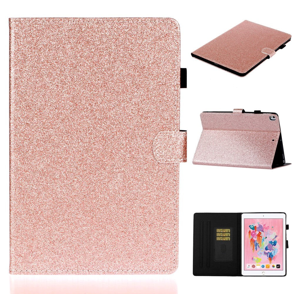 iPad 10.2" (2021 / 2020 / 2019) Glitter Case w. Flip Stand & Card Holder - Glitter Rose Gold