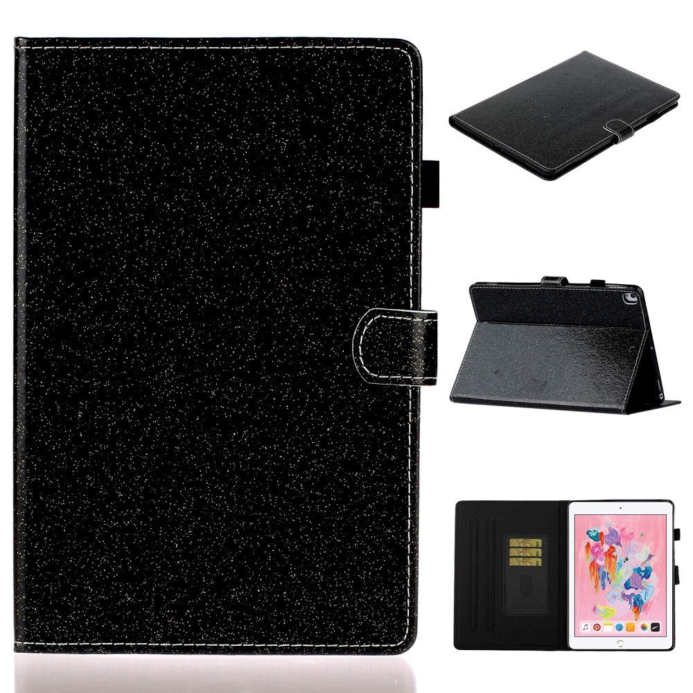 iPad 10.2" (2021 / 2020 / 2019) Glitter Case w. Flip Stand & Card Holder - Glitter Black