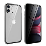 iPhone 11 360° Magnetic Case w. Glass Back and Front with Privacy Function - Silver