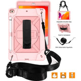 iPad 10.2" (2021 / 2020 / 2019) Tough Case w. Hand Holder & Shoulder Strap - Pink