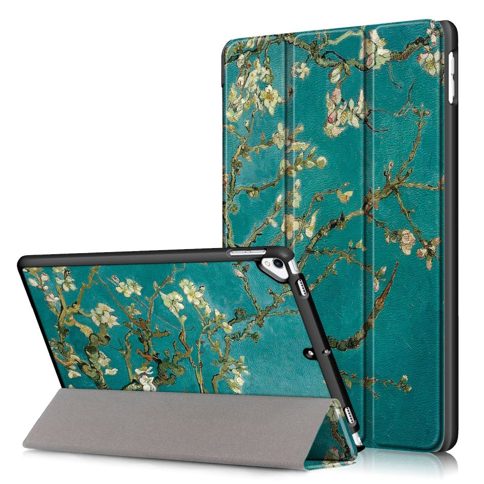 iPad 10.2" (2021 / 2020 / 2019) Leather Case w. Tri-Fold - White Flowers