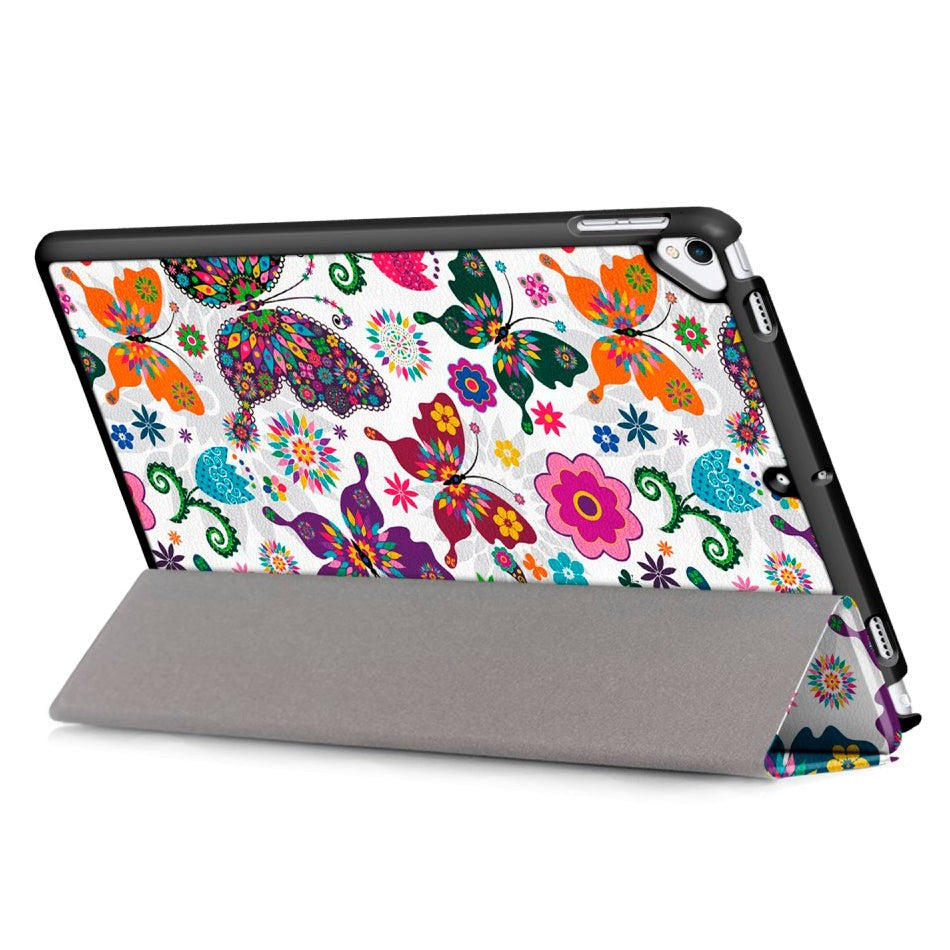 iPad 10.2" (2021 / 2020 / 2019) Leather Case w. Tri-fold - Colorful Butterflies & Flowers