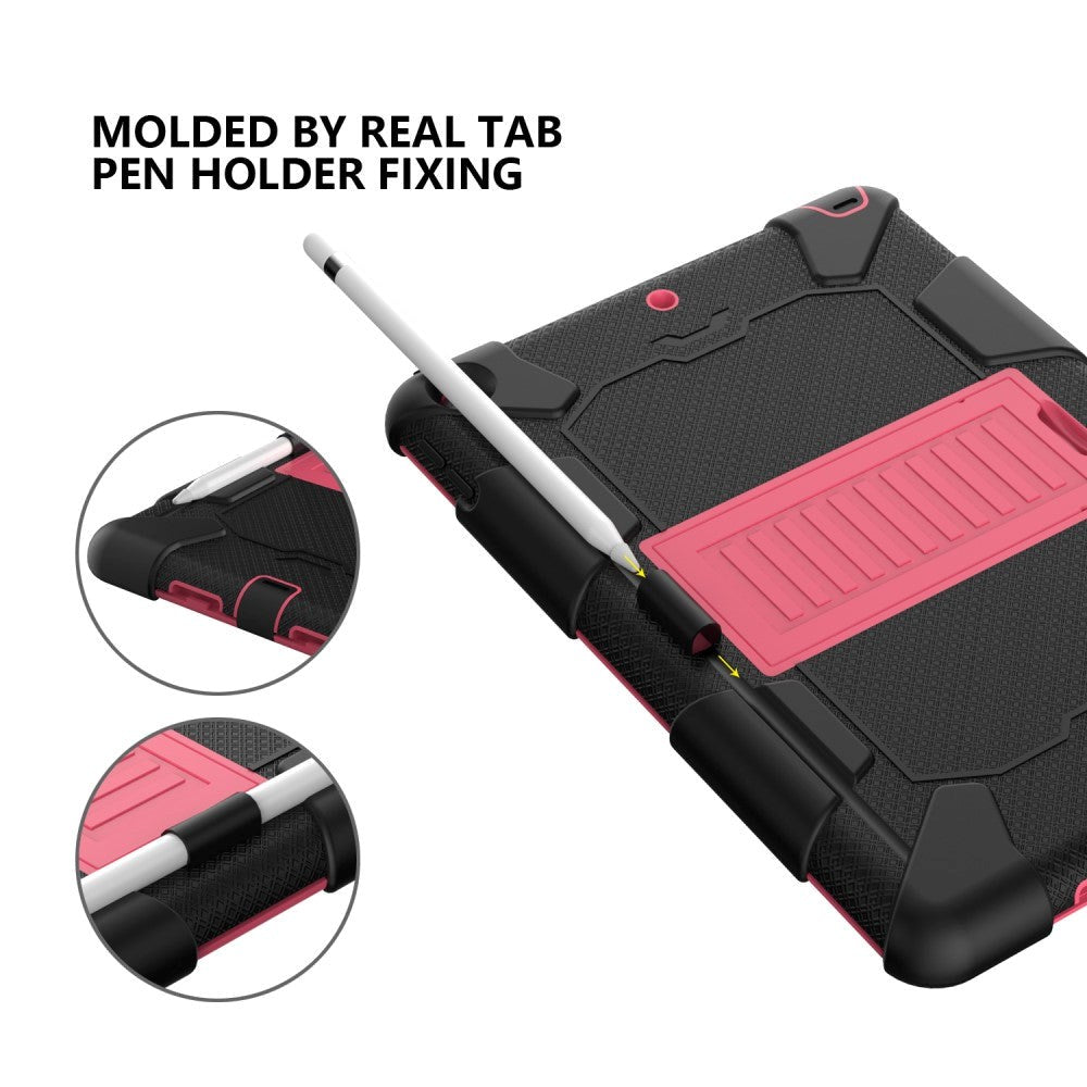 iPad 10.2" (2021 / 2020 / 2019) Tough Case w. Stand and Stylus Holder - Black / Pink