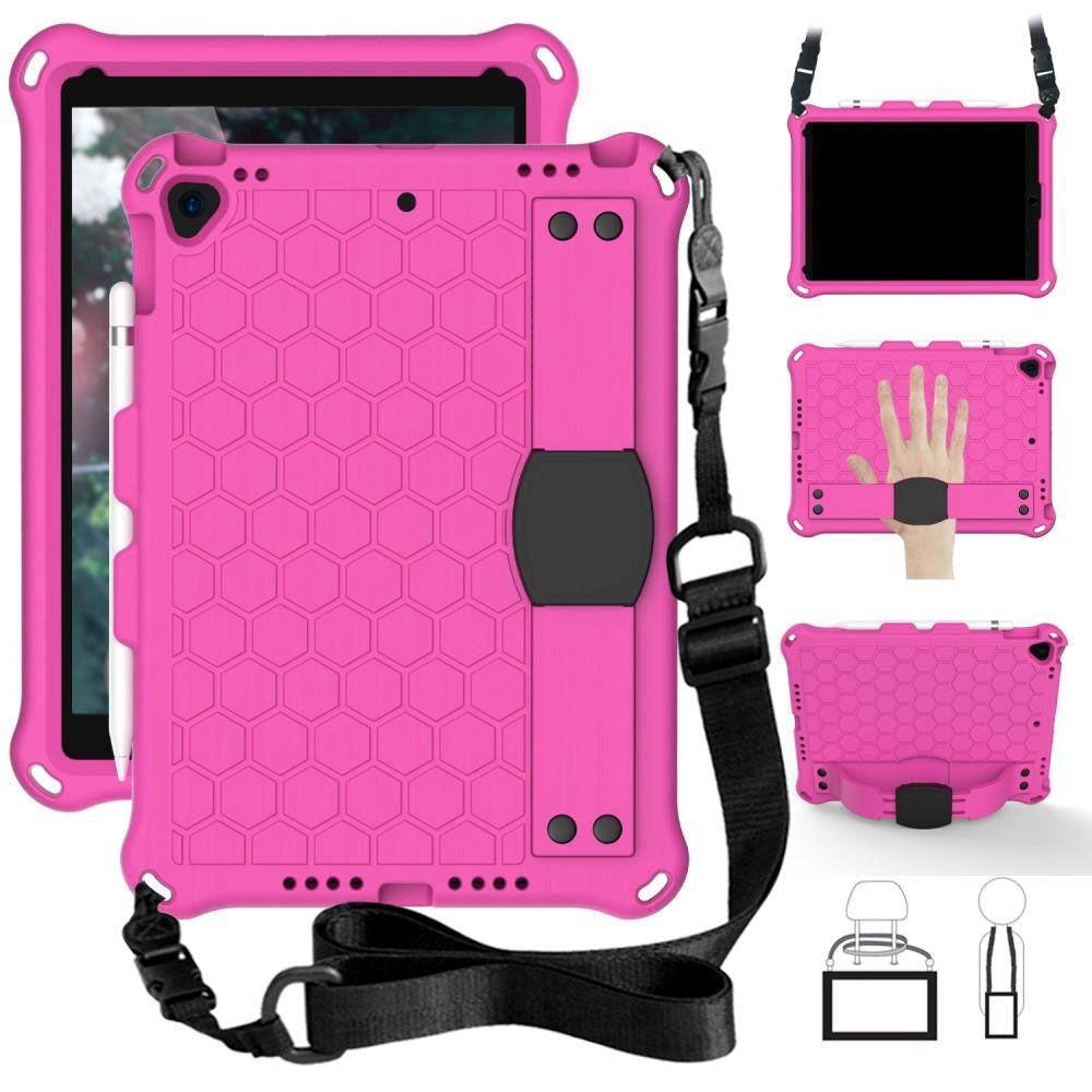 iPad 10.2" (2021 / 2020 / 2019) / iPad Pro 10.5 / iPad Air (2019) Kids Case w. Shoulder Strap - Beehive Pattern - Pink