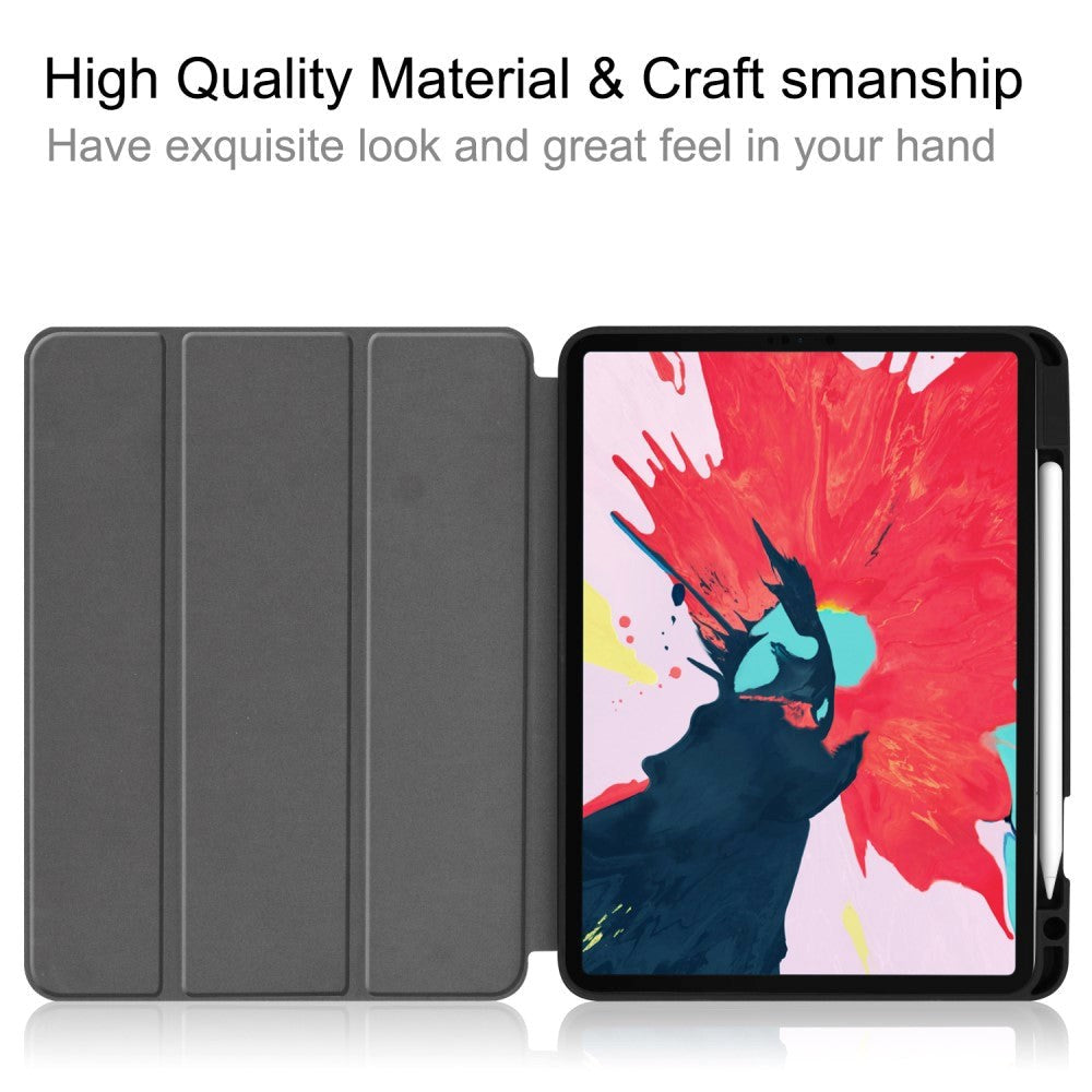 iPad Air (2022 / 2020) / Pro (2020 / 2018) Tri-Fold Leather Case w. Apple Pencil Holder Red