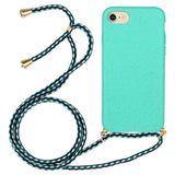 iPhone SE (2022/2020)/8/7 Case w. Adjustable Strap - Grain details - Cyan