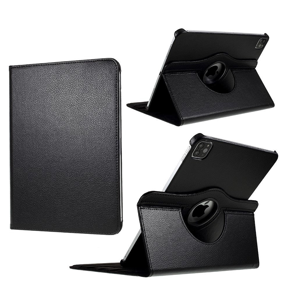 iPad Pro 12.9" (2022 / 2021 / 2020 / 2018) Leather Case w. 360 Degree Stand Function - Black