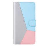 iPhone SE (2022 / 2020) / 8 / 7 Three Piece Leather Wallet Case - Blue / Gray / Pink