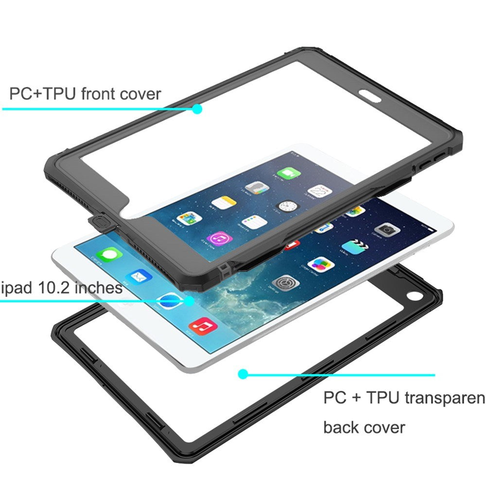 iPad 10.2" (2021 / 2020 / 2019) EIDERWOOD Waterproof Case - Black / Transparent