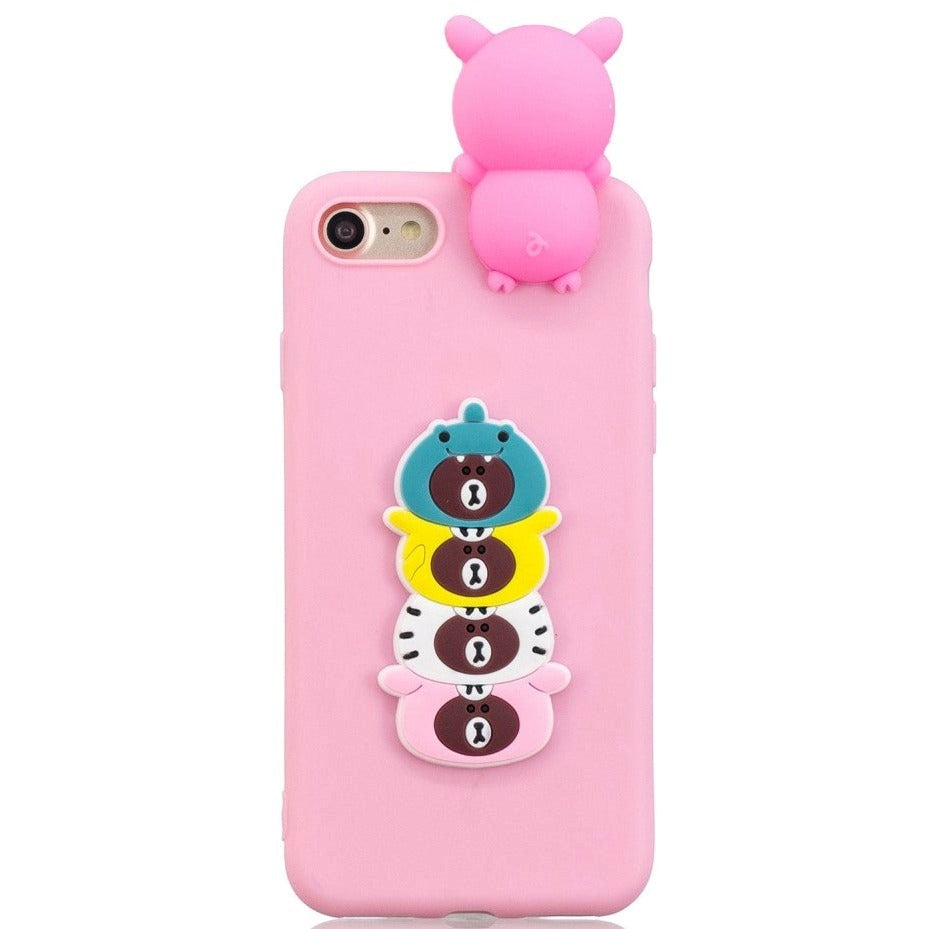 iPhone SE (2022 / 2020) / 8 / 7 Flexible Plastic Case with Doll Decor - Bears