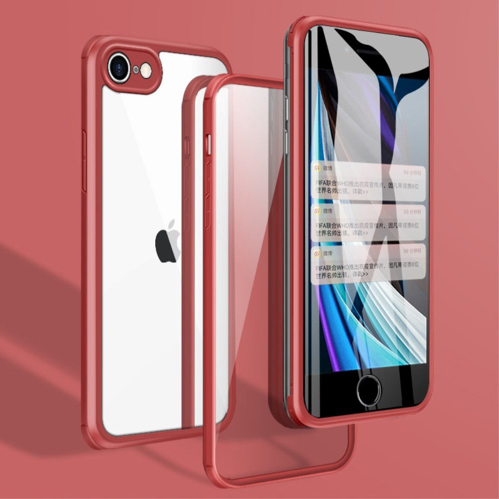 iPhone SE (2022 / 2020) / 8 / 7 Plastic Case with Double-Sided Screen Protector - Red