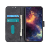 iPhone 12 / 12 Pro KHAZNEH Retro Leather Wallet Case - Black