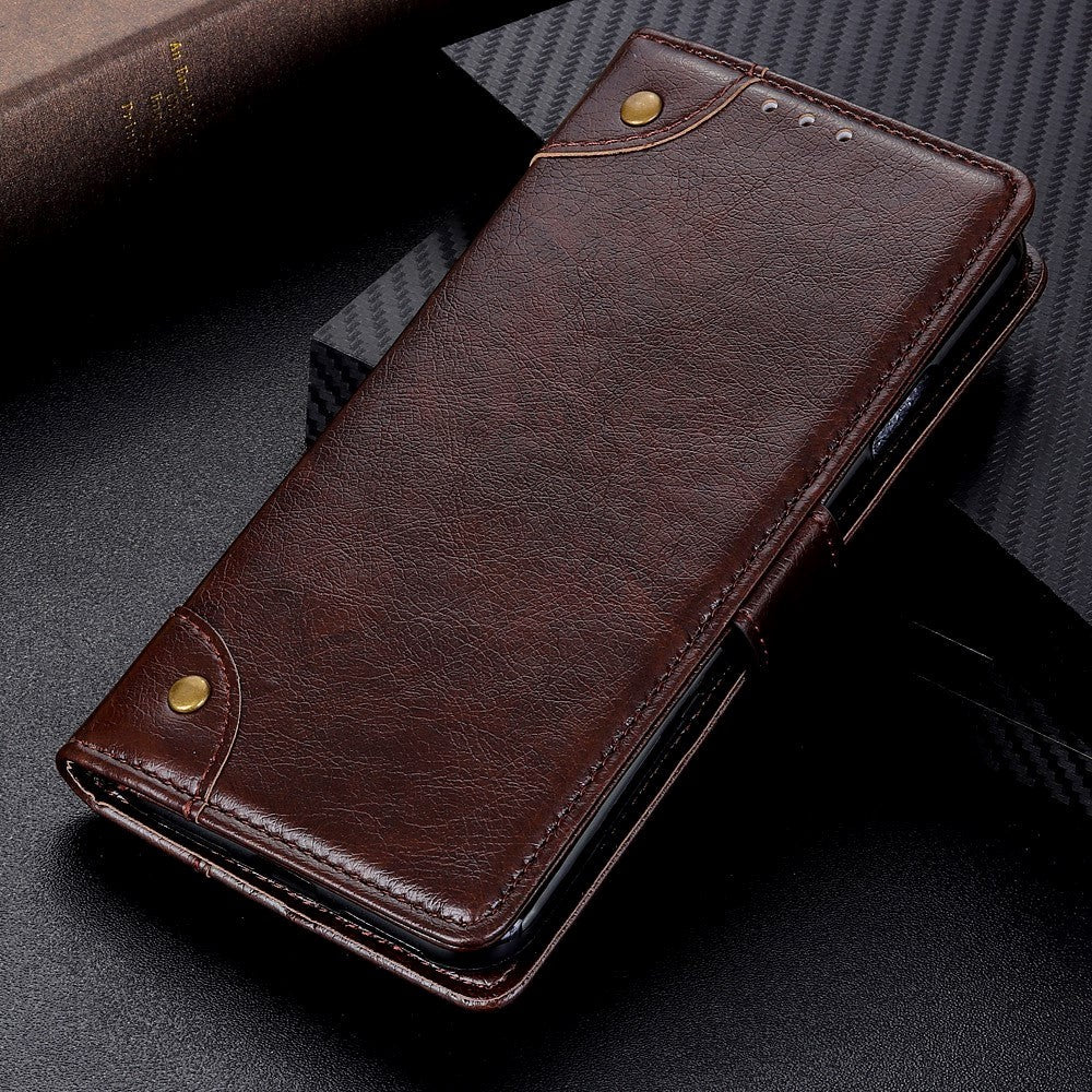 iPhone 12 / 12 Pro Vintage Neutral Leather Wallet Case - Coffee