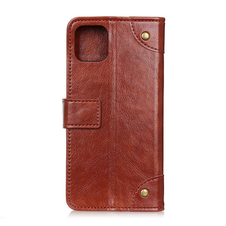 iPhone 12 / 12 Pro Vintage Neutral Leather Wallet Case - Brown