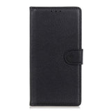 iPhone 12 / 12 Pro Litchi Leather Wallet Case - Black