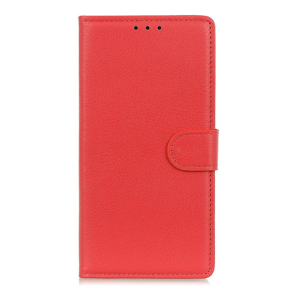 iPhone 12 / 12 Pro Litchi Leather Wallet Case - Red