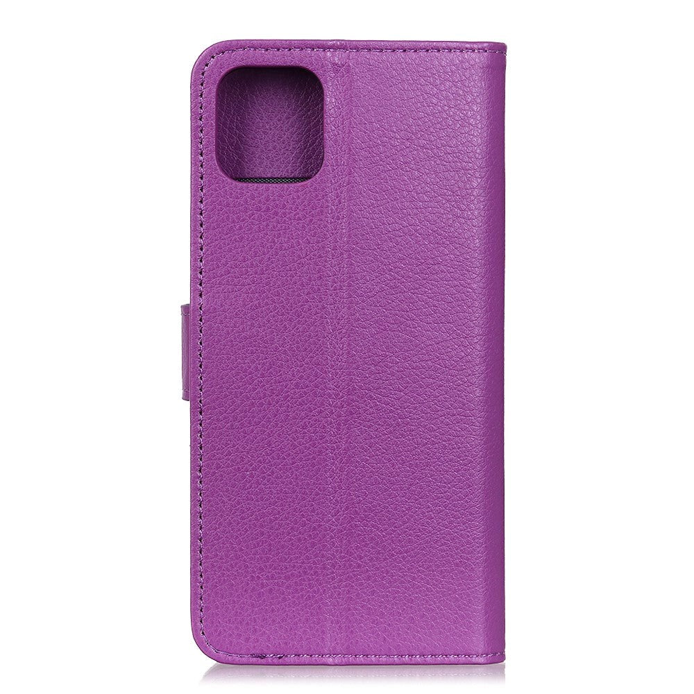 iPhone 12 / 12 Pro Litchi Leather Wallet Case - Purple