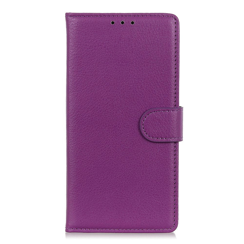 iPhone 12 / 12 Pro Litchi Leather Wallet Case - Purple