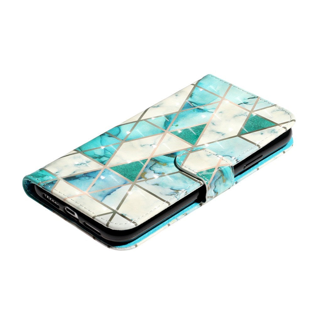 EIDERWOOD iPhone XR Leather Flip Case with Wallet and Strap - Marble