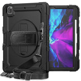 iPad Pro 12.9" (2022 / 2021 / 2020) / 2018) Tough Case w. Protective Film, Holder & Shoulder Strap - Black