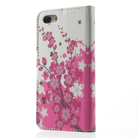 iPhone SE / 5 / 5s Wallet Case Flowers Pink/White