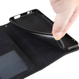 iPhone 12 / 12 Pro Glossy Leather Case w. Large Wallet - Black