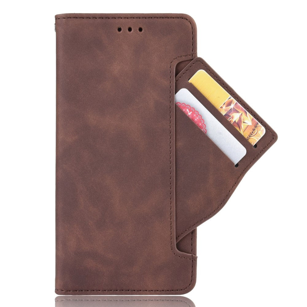 iPhone 12 / 12 Pro Glossy Leather Case w. Large Wallet - Brown