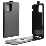 iPhone 12 / 12 Pro Neutral Flip Leather Case w. Card Holder - Black