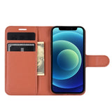 EIDERWOOD iPhone 12 Mini Faux Leather Flip Case with Cardholder & Stand Function - Brown