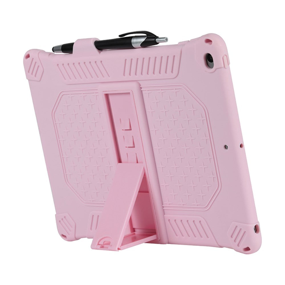 iPad 10.2" (2021 / 2020 / 2019) Rubber Tough Case w. Stand, Penholder & Shoulder Strap - Pink