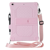 iPad 10.2" (2021 / 2020 / 2019) Rubber Tough Case w. Stand, Penholder & Shoulder Strap - Pink