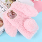 iPhone 12 / 12 Pro Rabbit Fur Case - Pink