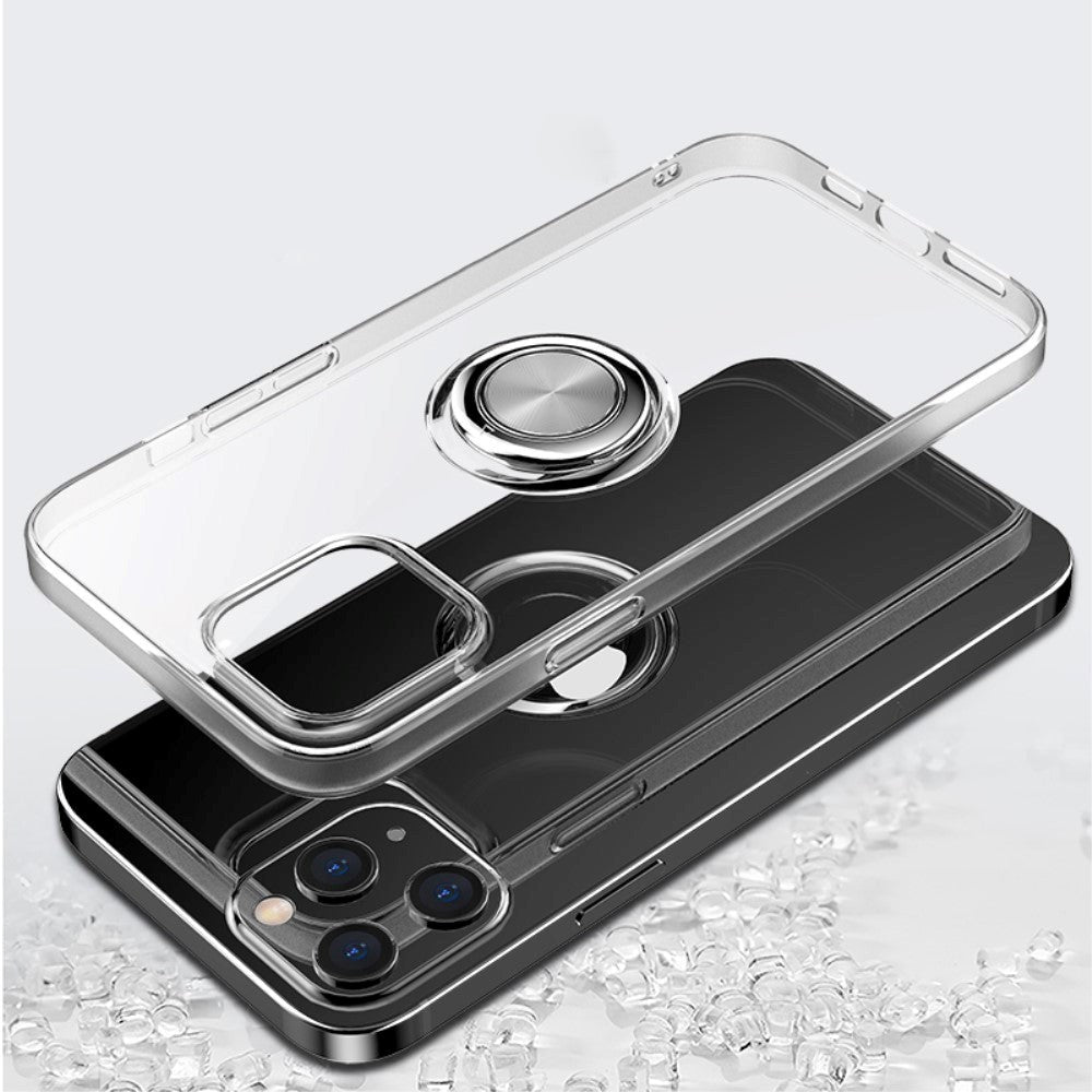 iPhone 12 Pro Max Case w. Magnetic Kickstand w. Ring - Transparent