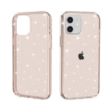 iPhone 12 Mini Hybrid Plastic Case w. Glitter - Transparent / Pink