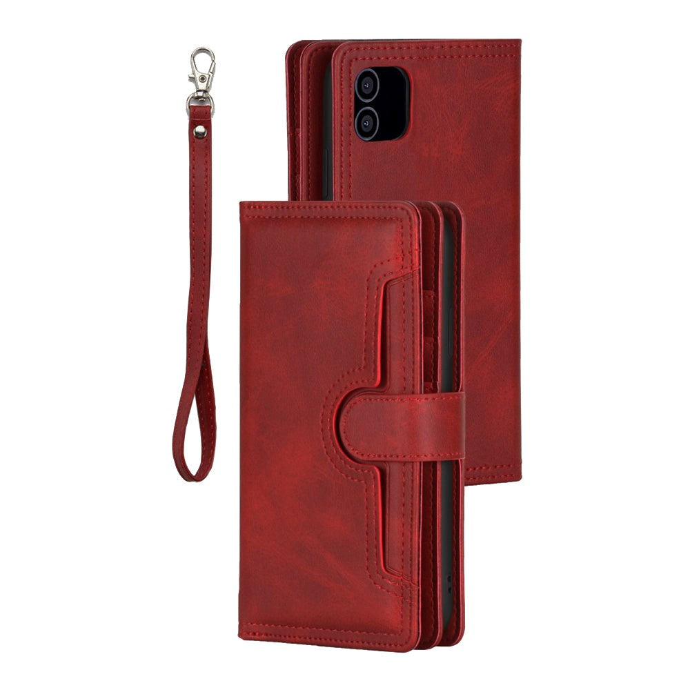 iPhone 12 / 12 Pro Leather Case w. Double Wallet- Red