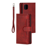 iPhone 12 / 12 Pro Leather Case w. Double Wallet- Red