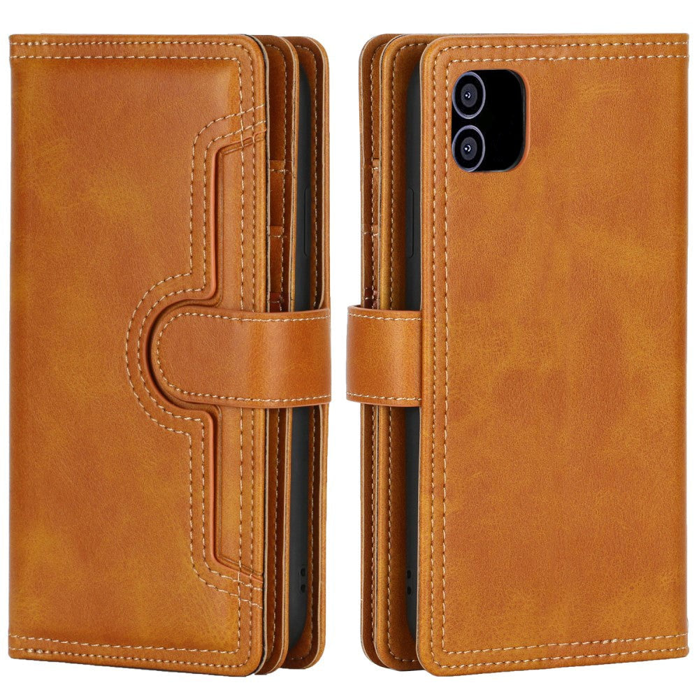 iPhone 12 / 12 Pro Leather Case w. Double Wallet - Brown