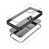 iPhone 12 Pro Max Heavy Duty Case - Tough Case w. Screen Protection - Transparent / Black